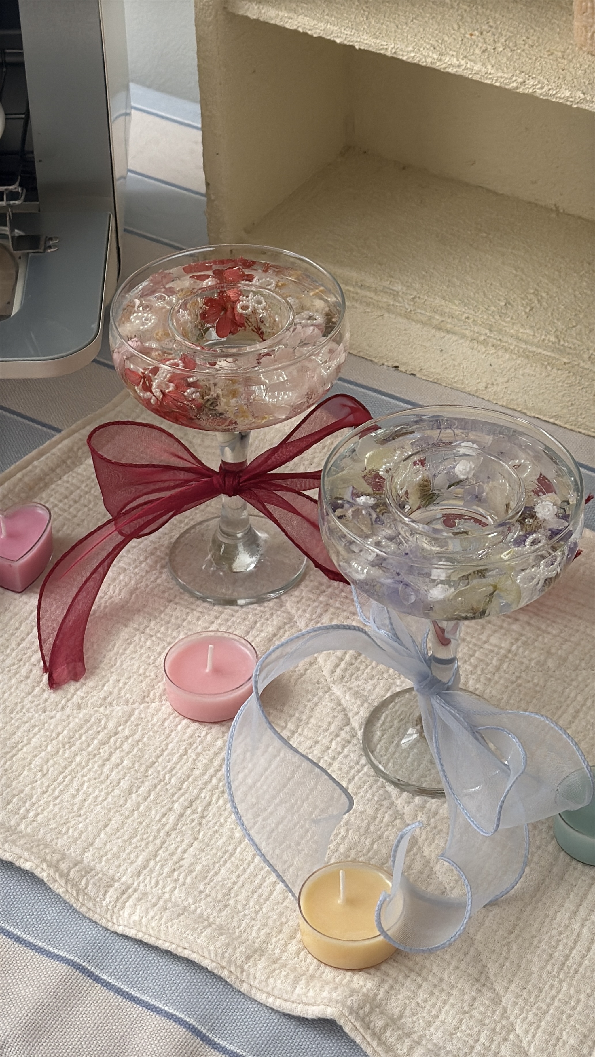 Floral Gel Wax Candle Holder and Custom Tealight Candle 2
