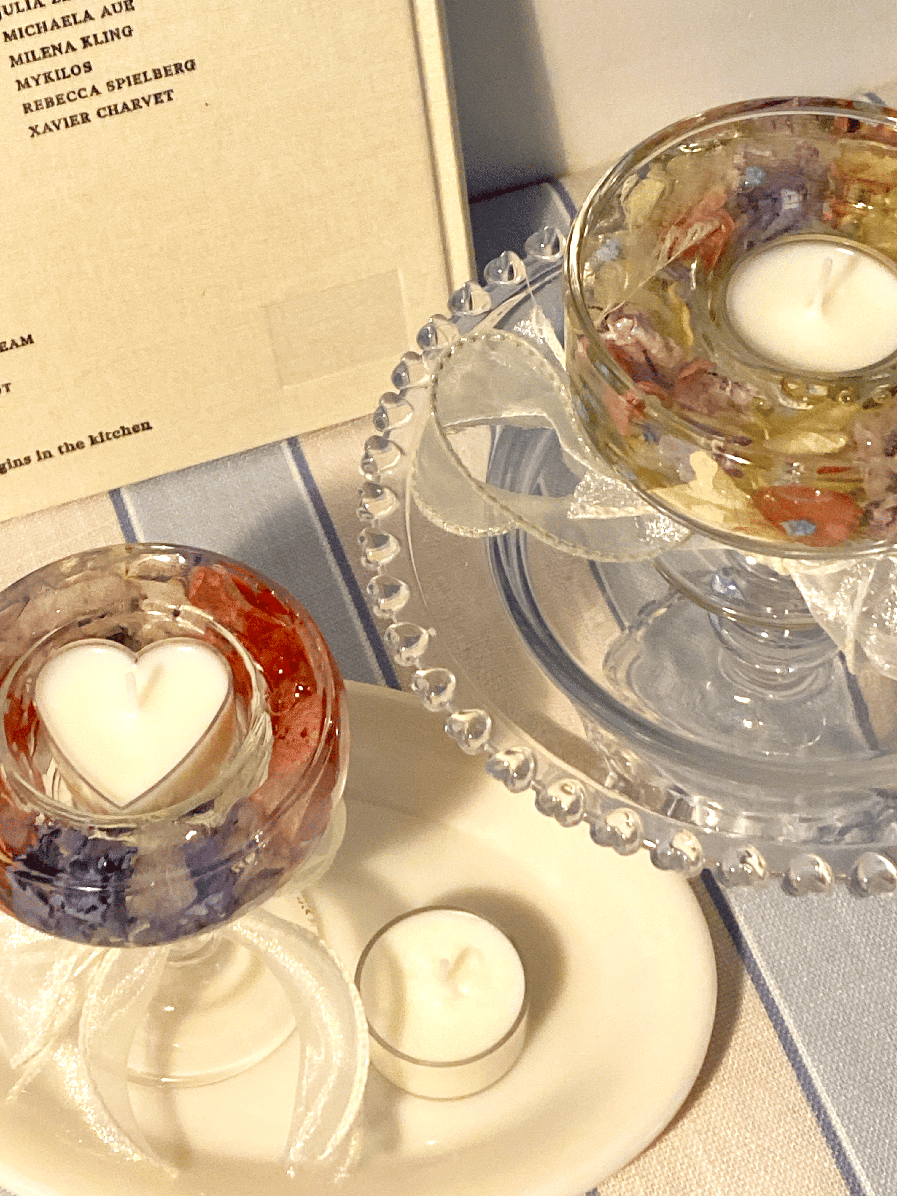 Floral Gel Wax Candle Holder and Custom Tealight Candle 2